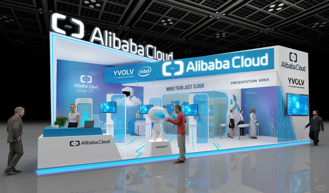 展台设计+蓝白双开质感展台