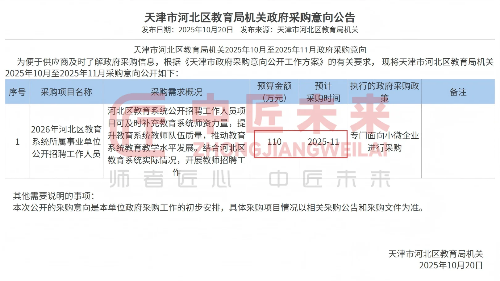 26天津教招河北区招标公告出了