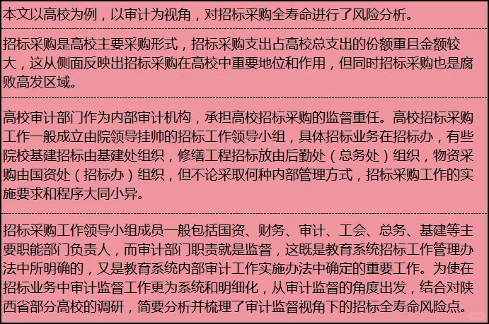 5大阶段！招标采购全过程风险提示（务实）