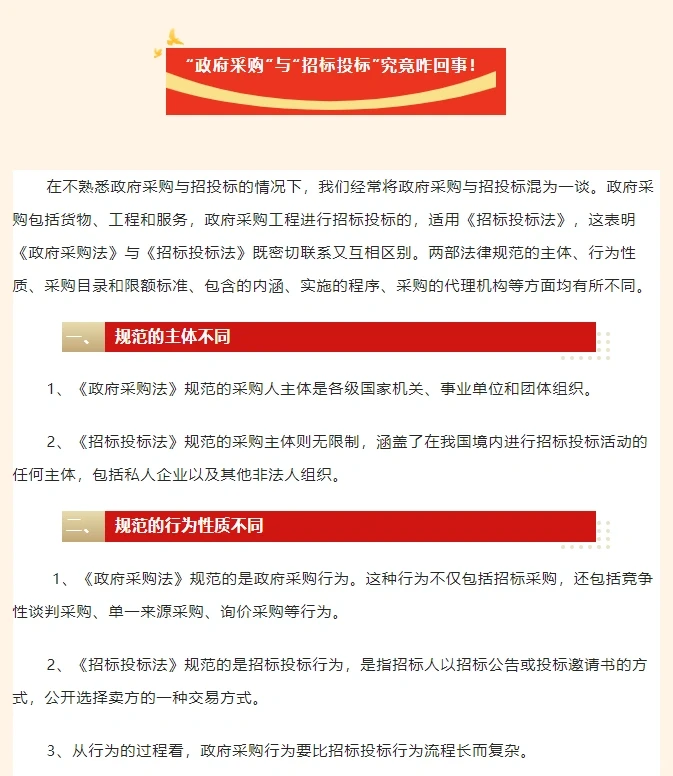 “政府采购”与“招标投标”究竟咋回事！