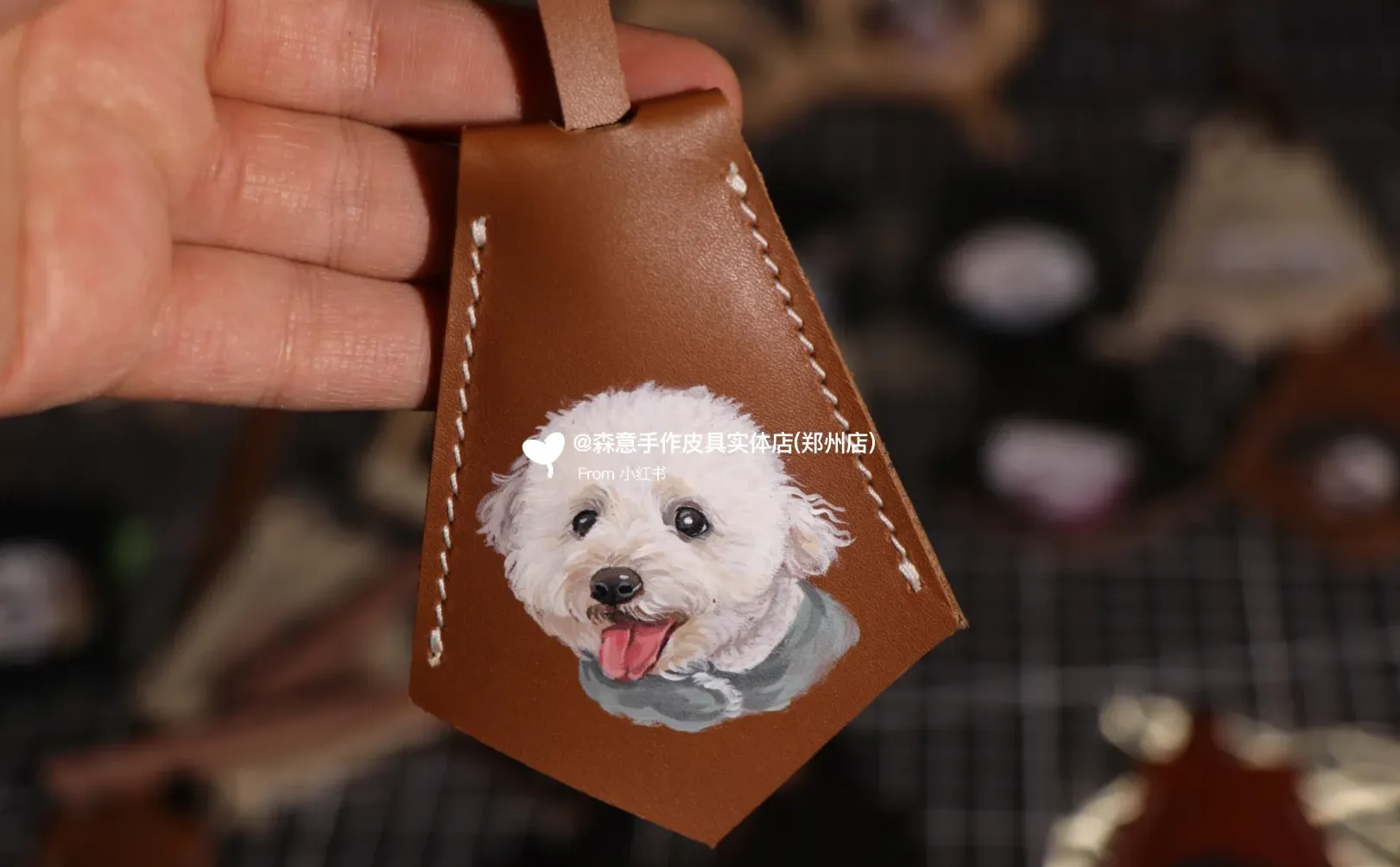 手工皮具，宠物头像手绘，etsy供应商