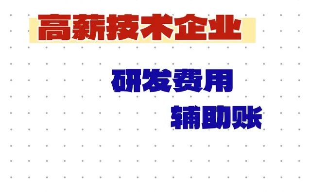 研发费用辅助账，高薪企业必备‼️