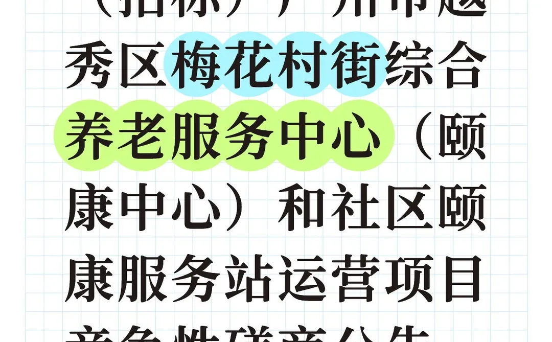 梅花村街综合养老服务中心及颐康服务站招标