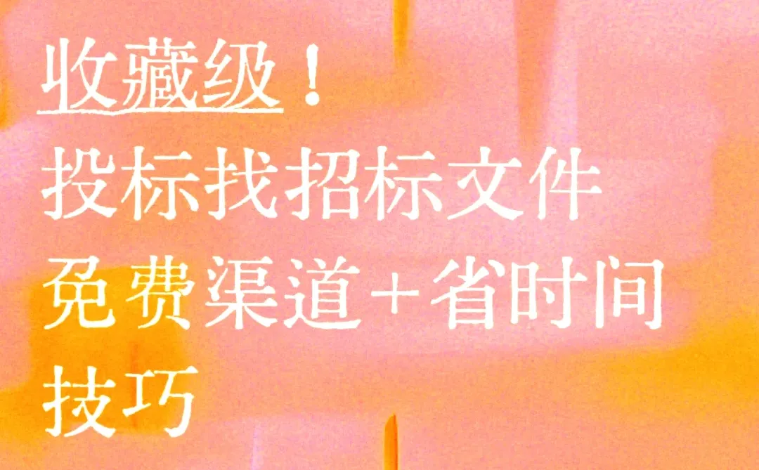 招投标的朋友看过来