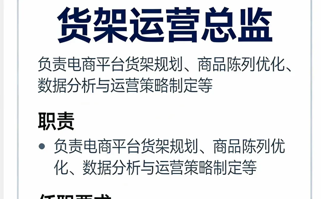 招聘，服装类货架运营总监