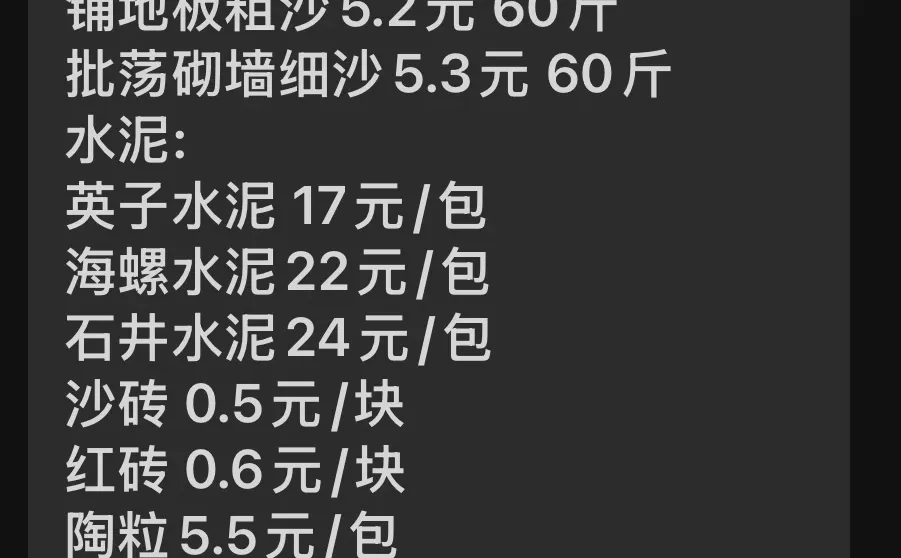 12月9日，水泥沙批发市场行情