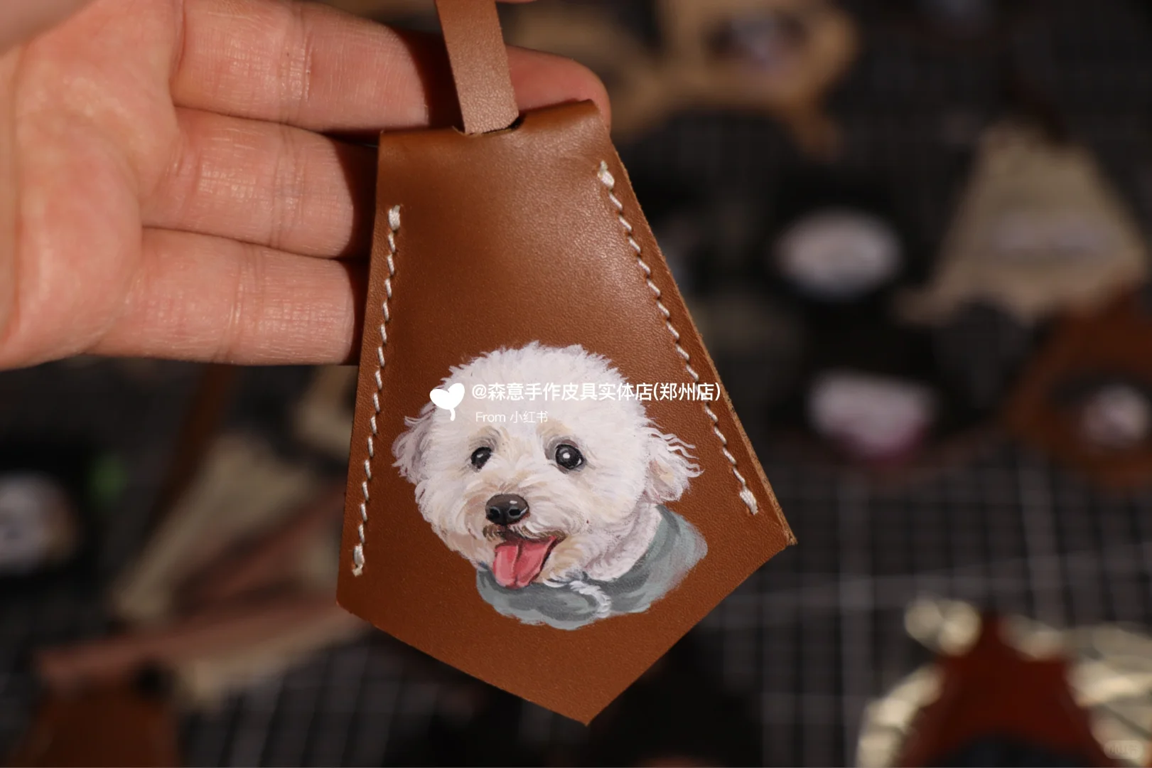手工皮具，宠物头像手绘，etsy供应商