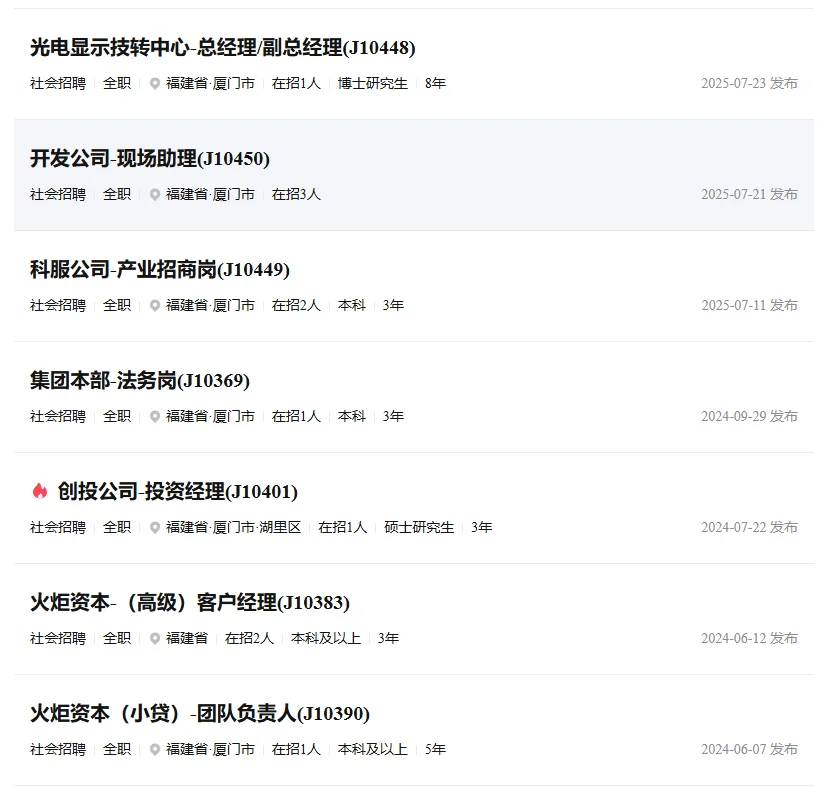 岗位上新!速度报!厦门火炬科技服务公司招聘