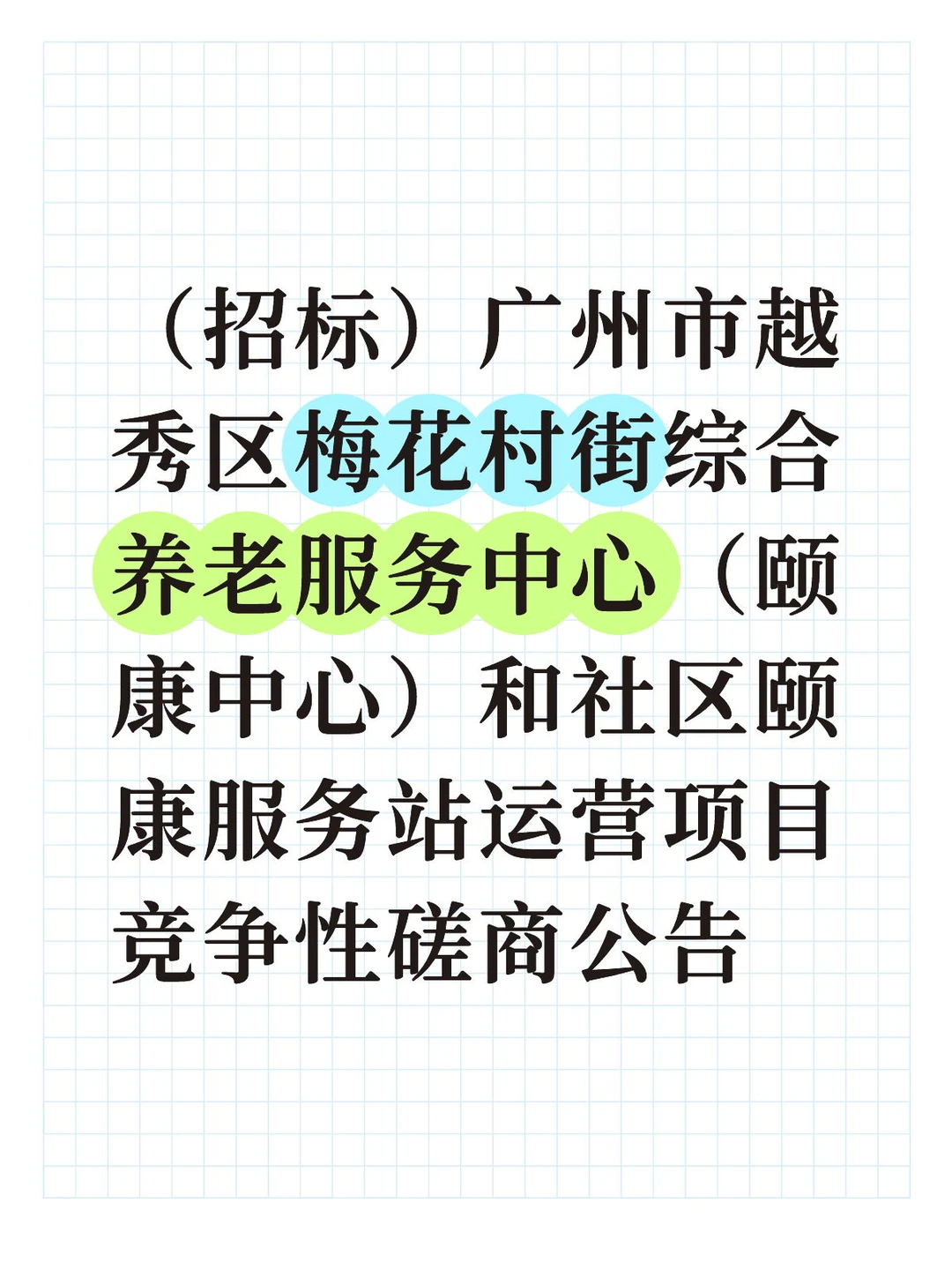 梅花村街综合养老服务中心及颐康服务站招标