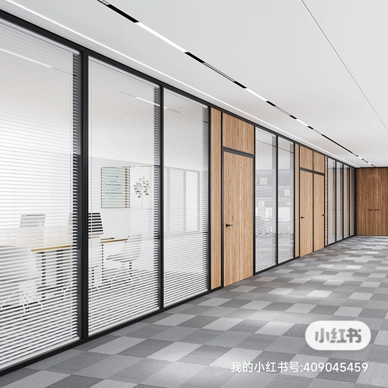 办公室玻璃隔断铝合金双玻百叶钢化玻璃