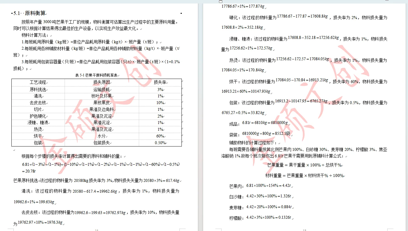 年产3000吨芒果干工厂设计
