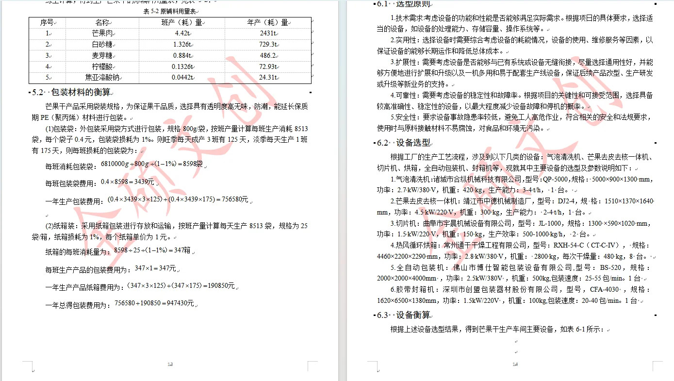 年产3000吨芒果干工厂设计