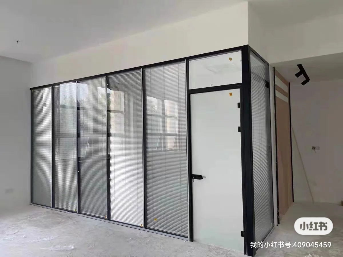 办公室玻璃隔断铝合金双玻百叶钢化玻璃