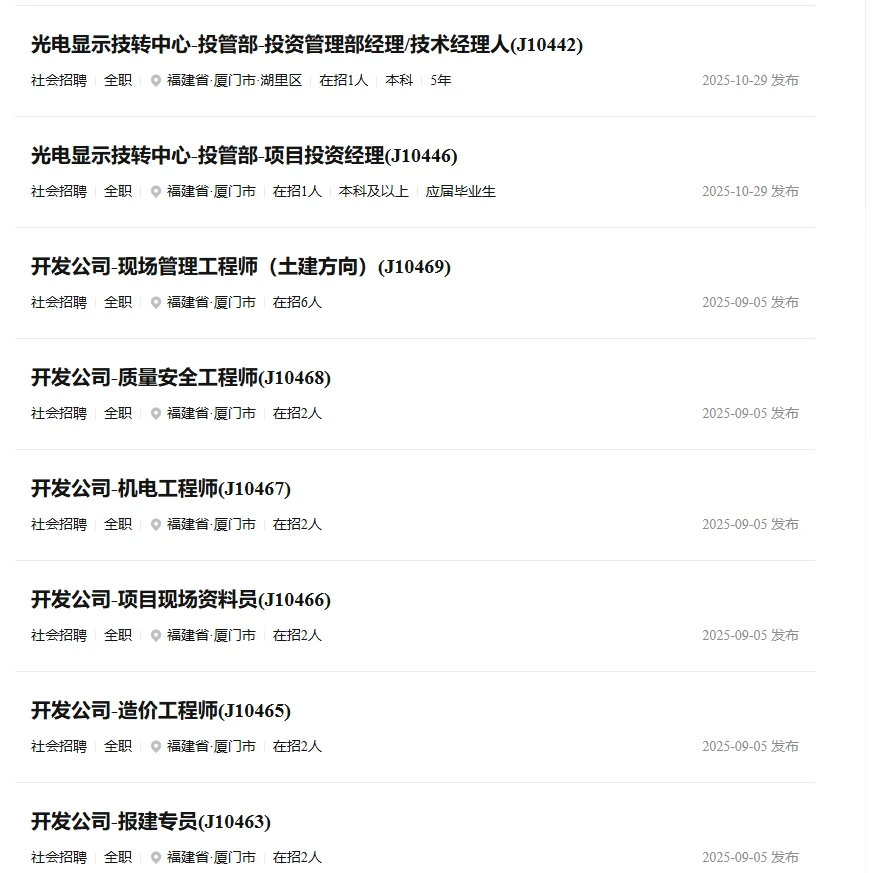 岗位上新!速度报!厦门火炬科技服务公司招聘