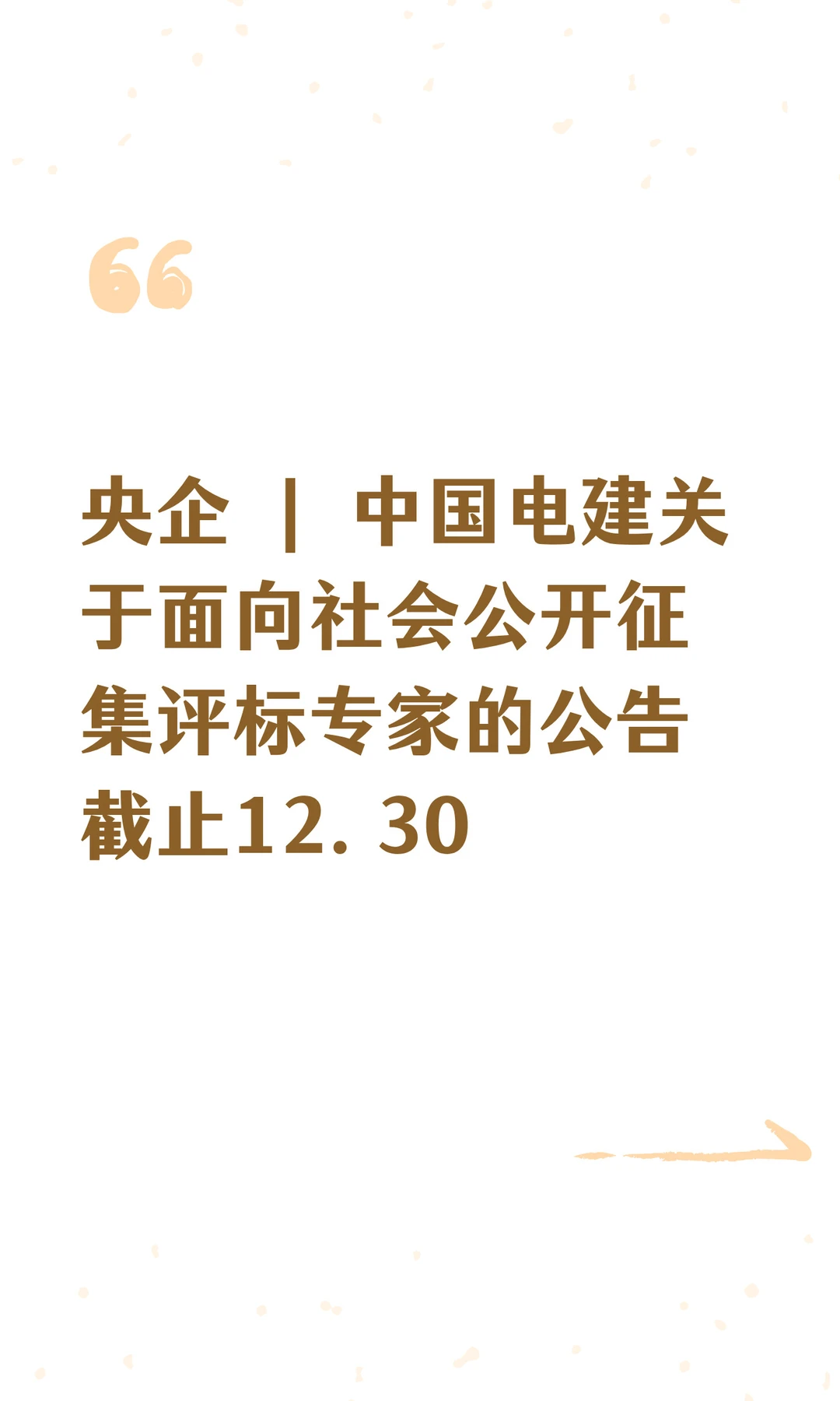 央企 | 中国电建关于面向社会公开征集评标