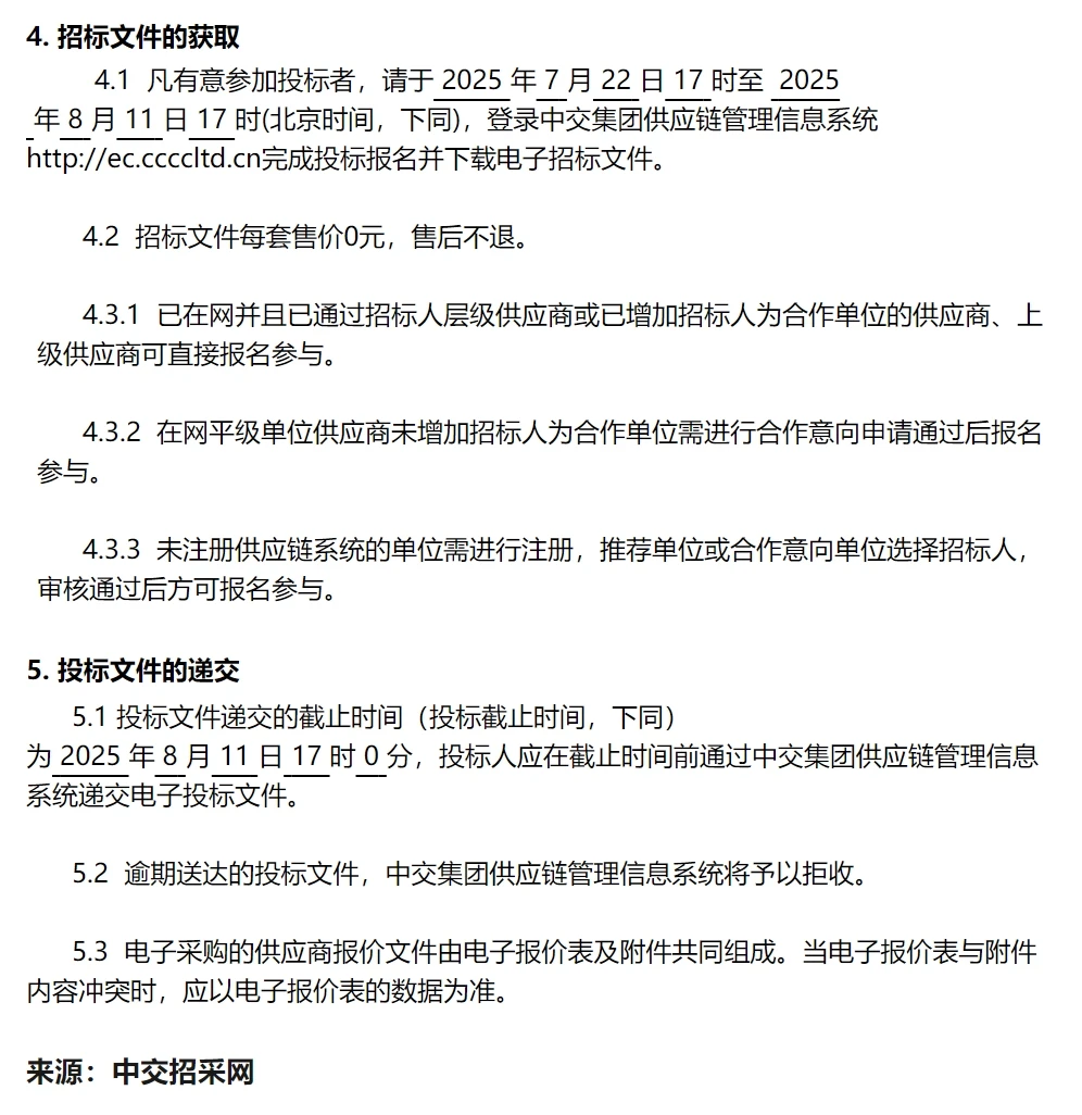 中交供应链金融运营服务招标！