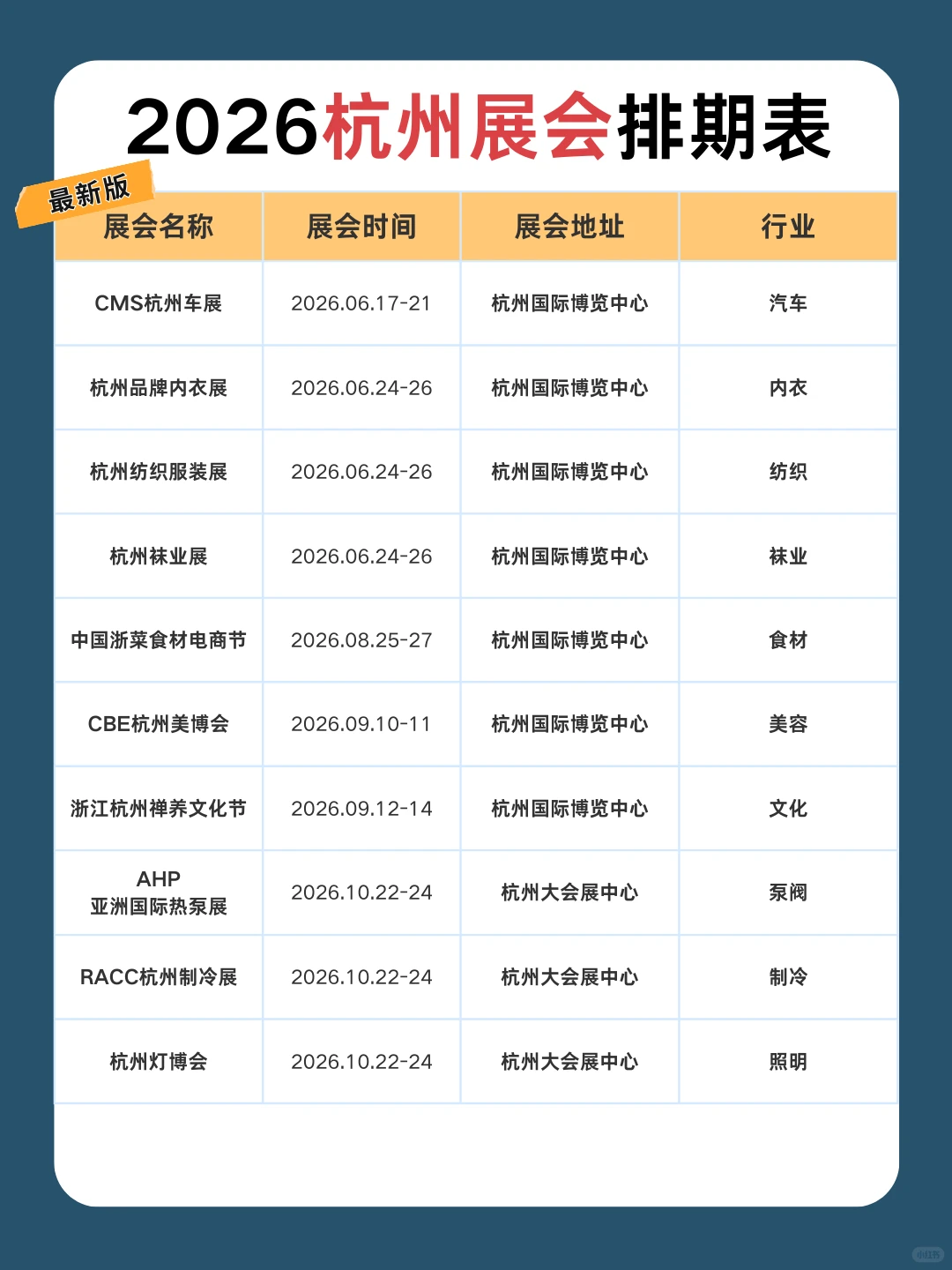 2026年杭州展会展会时间表+展会门票