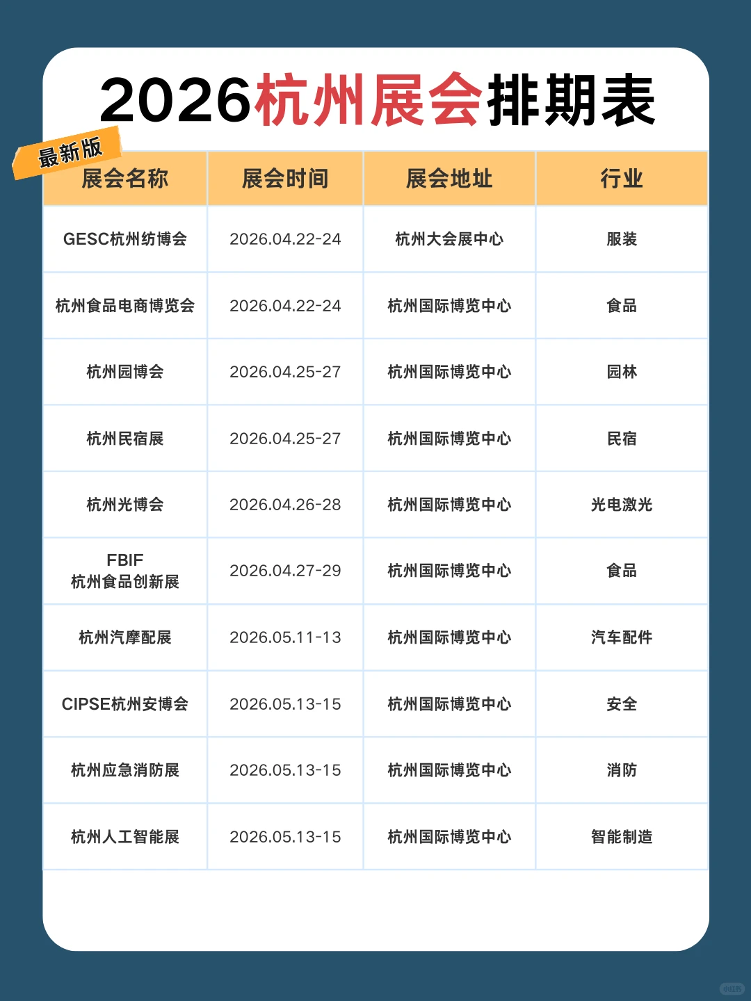2026年杭州展会展会时间表+展会门票