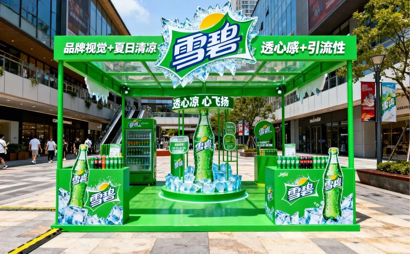 饮料品牌夏日清凉主题快闪美陈装置