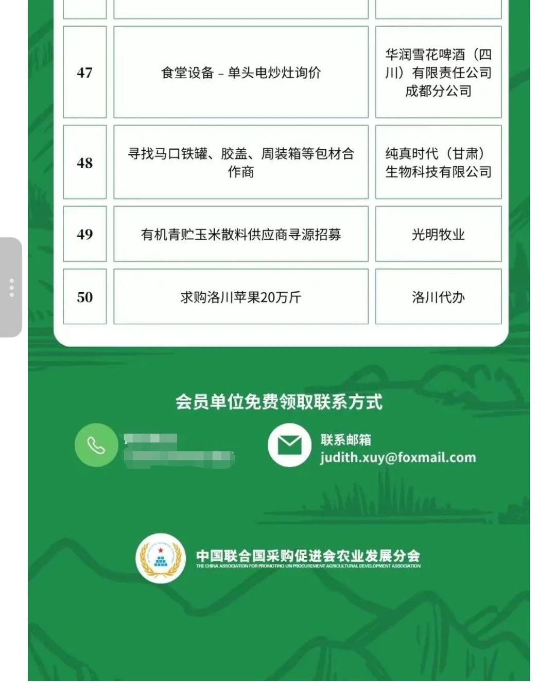 6月10日农产品食品采购需求