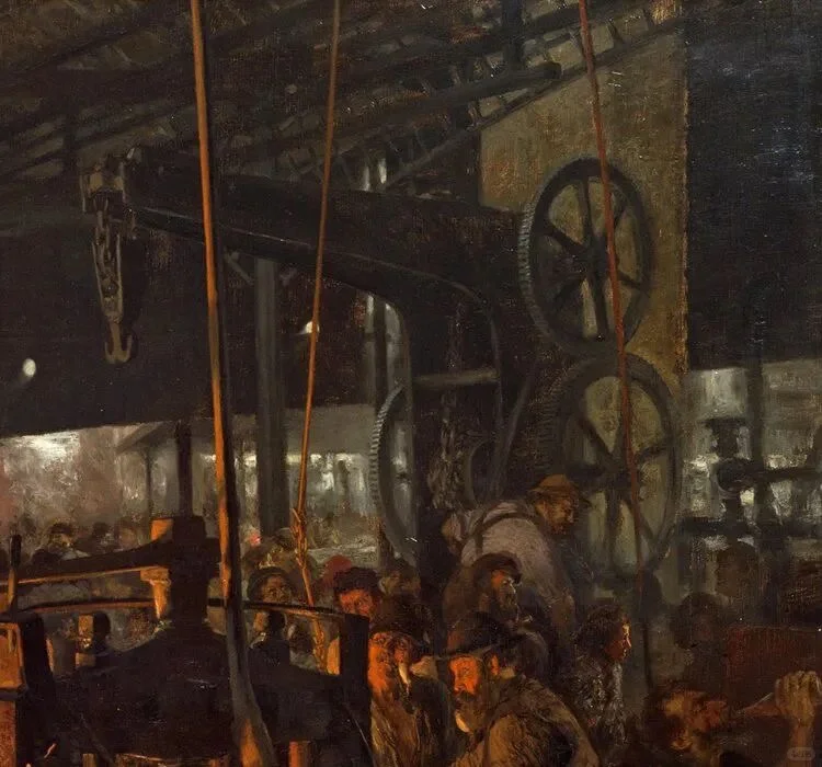 门采尔 代表作《轧铁工厂》