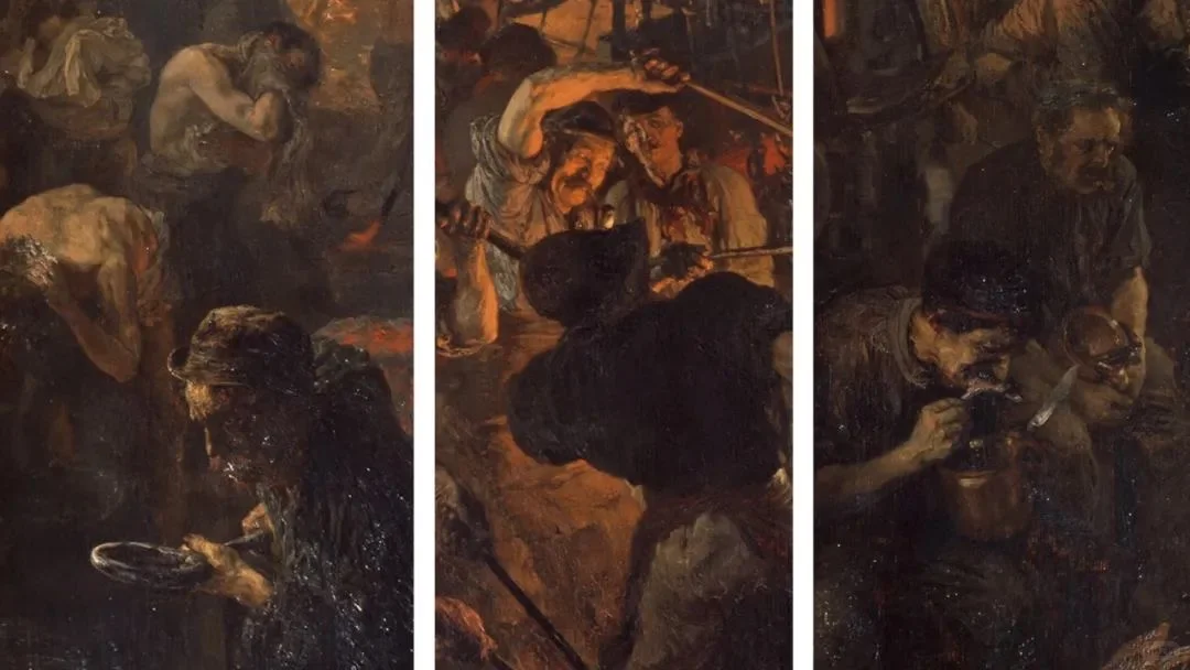 门采尔 代表作《轧铁工厂》