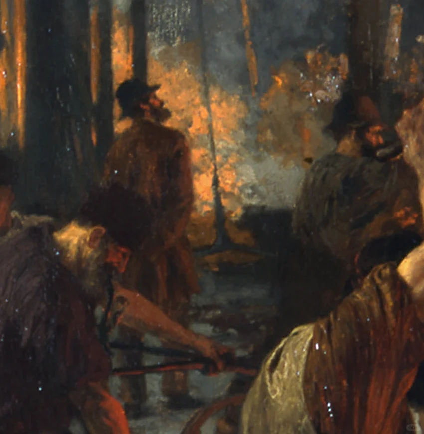 门采尔 代表作《轧铁工厂》