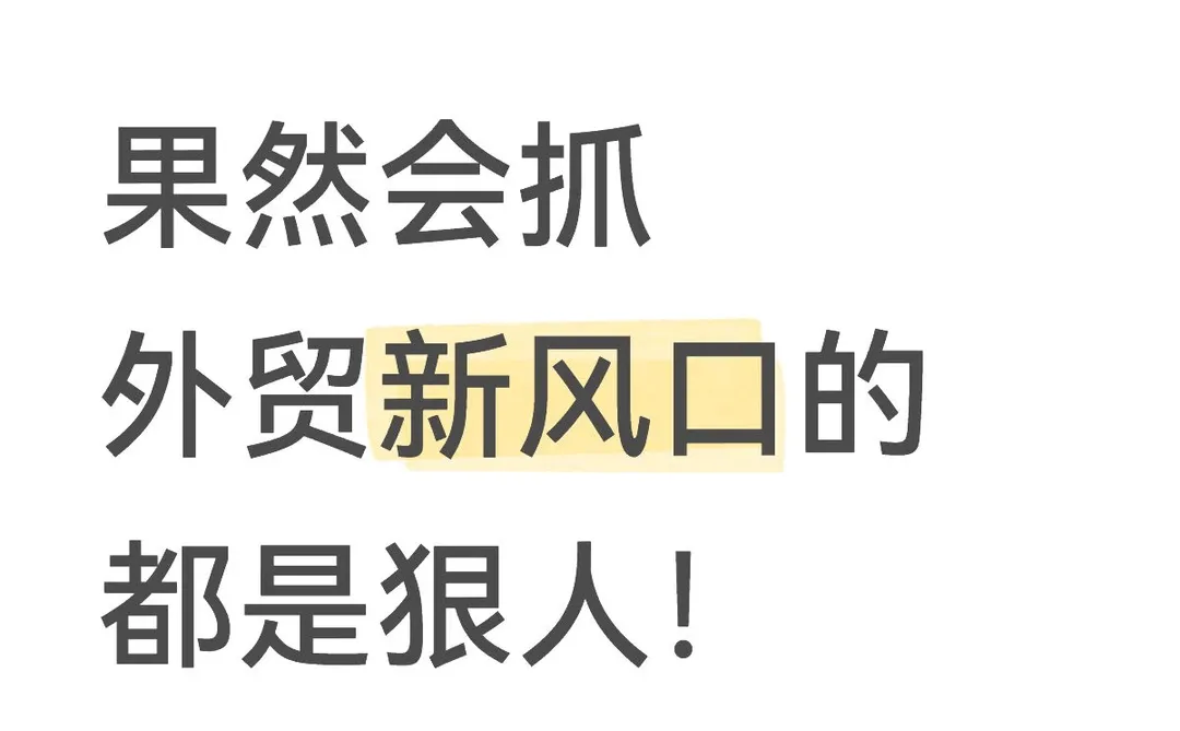 果然会抓外贸新风口的都是狠人!