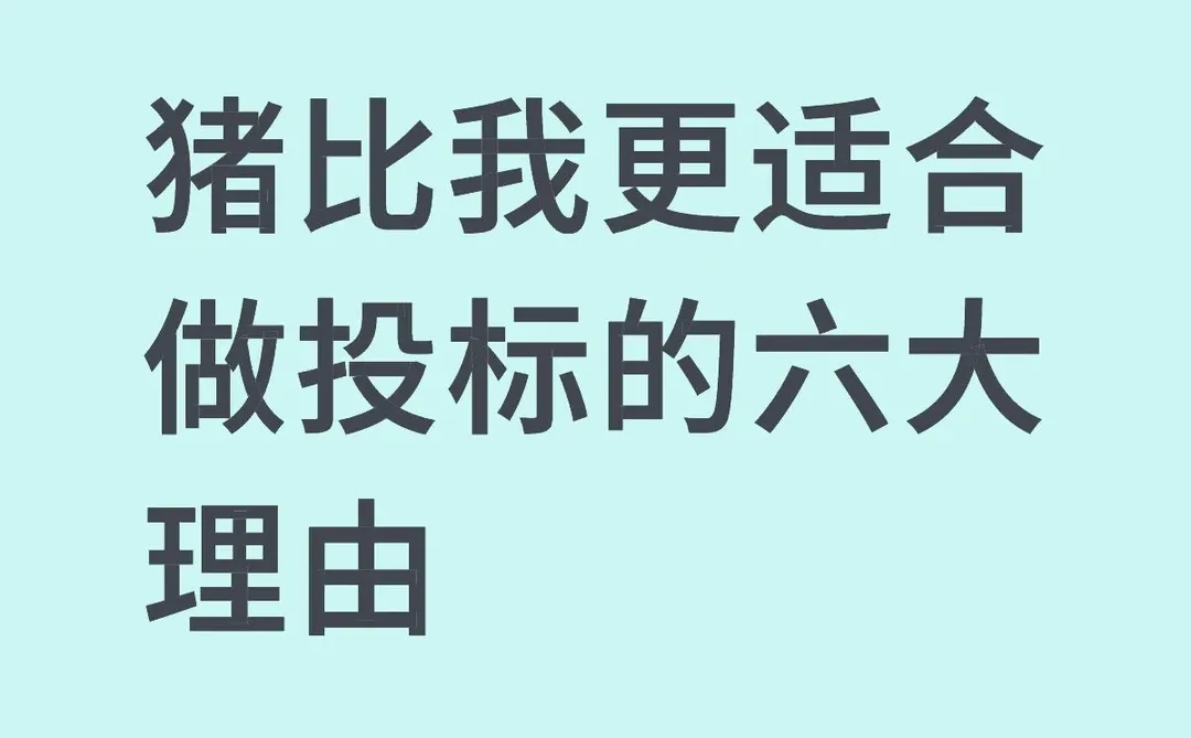 猪比我更适合做投标的六大理由