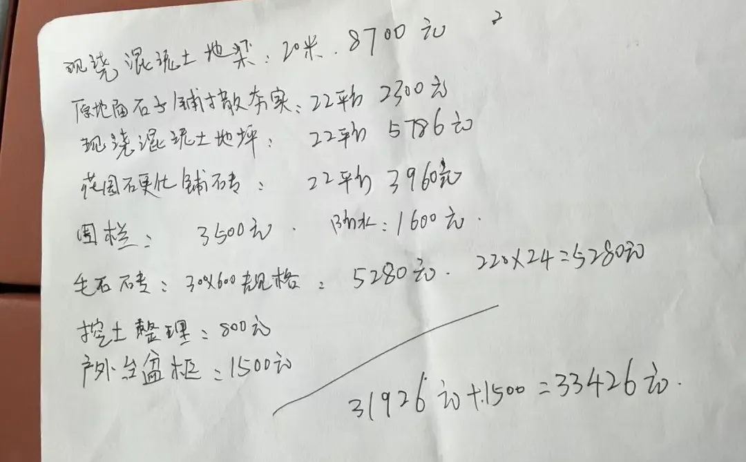 20平小花园硬化，这个价格….