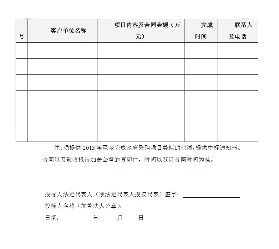 招标文件内容模版