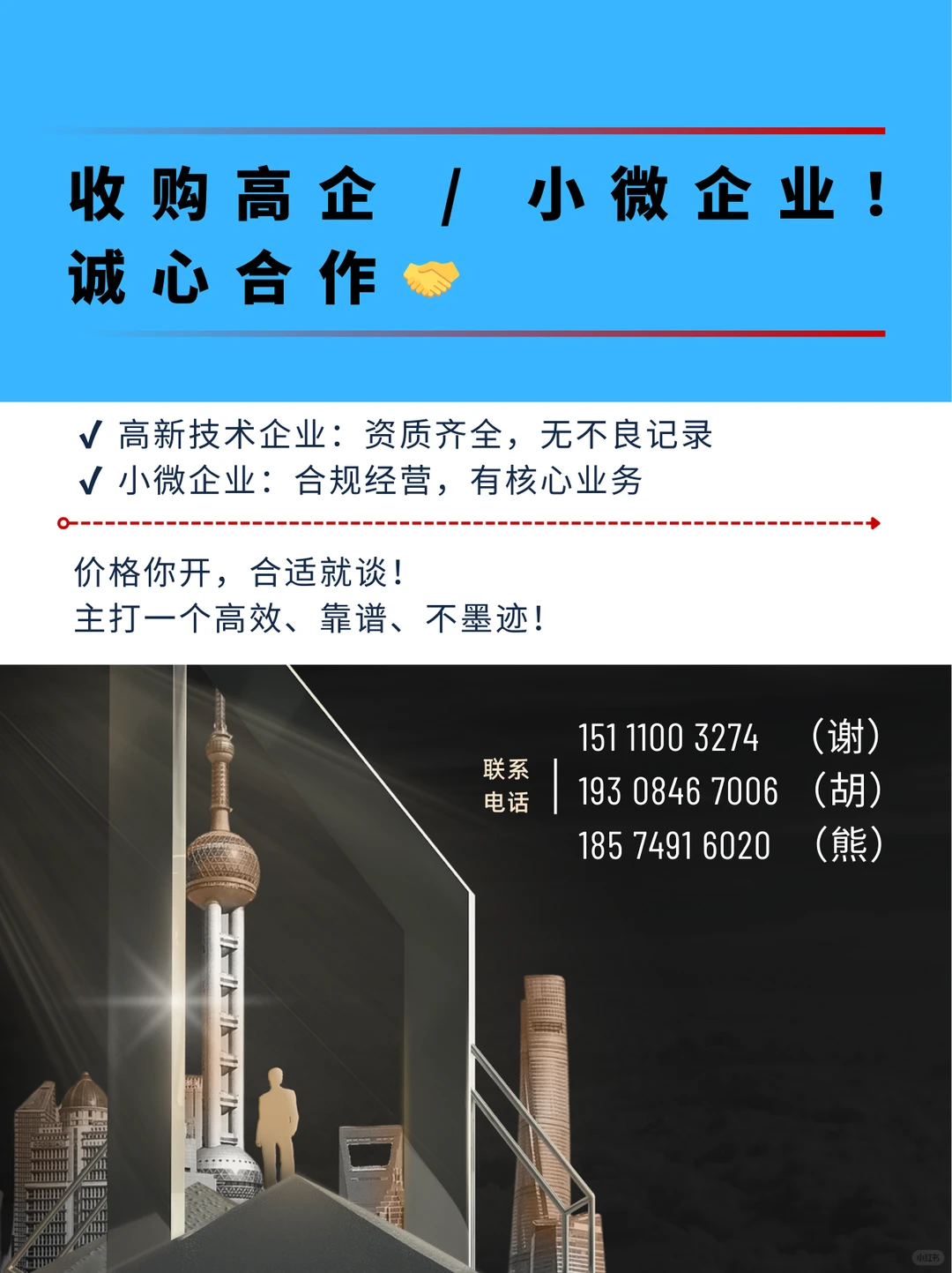 收购高企 / 小微企业！诚心合作?
