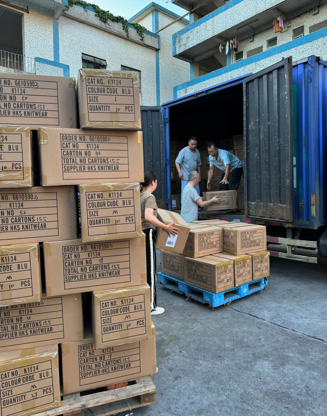 针织外贸单，装柜出货?