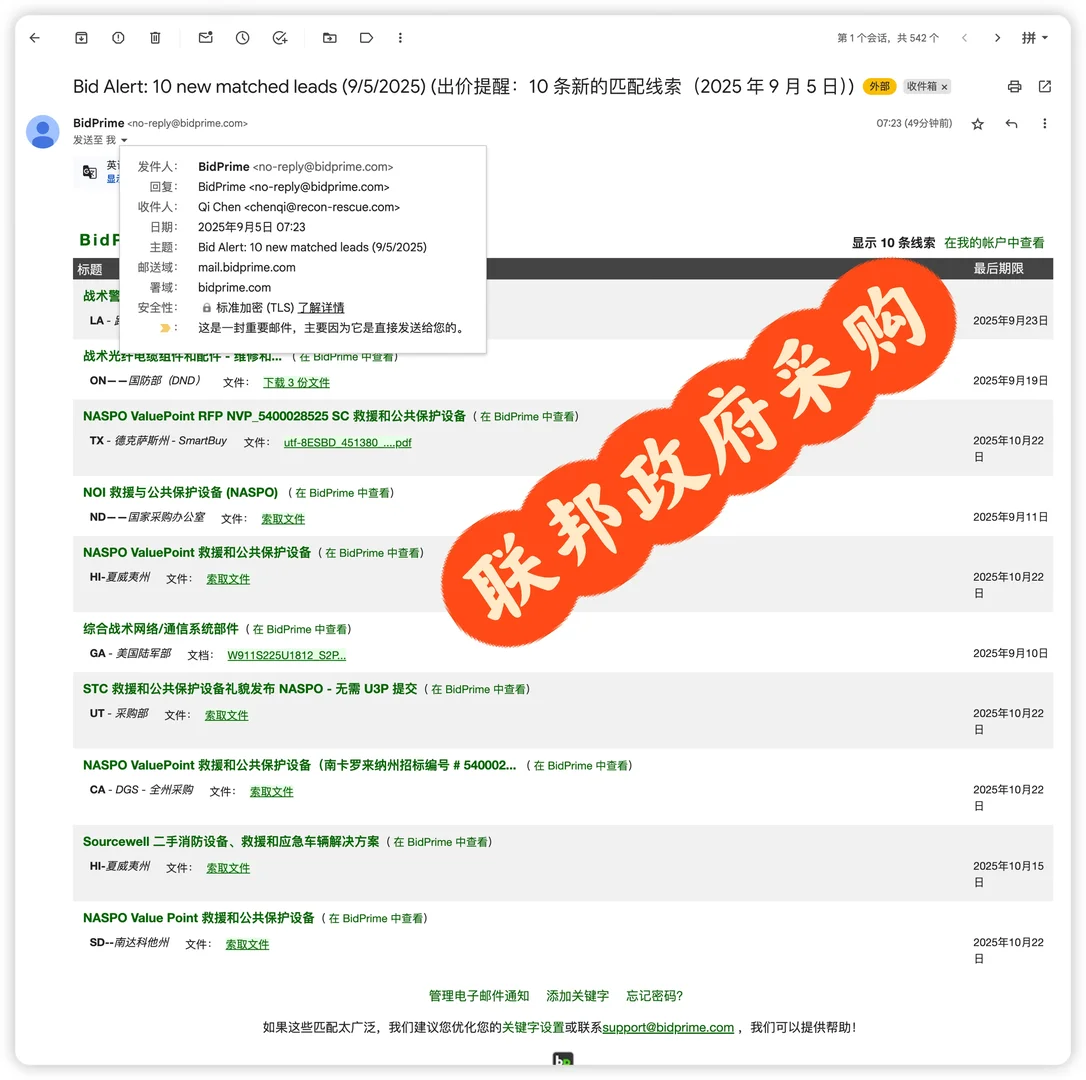 每天分享一些联邦政府采购信息