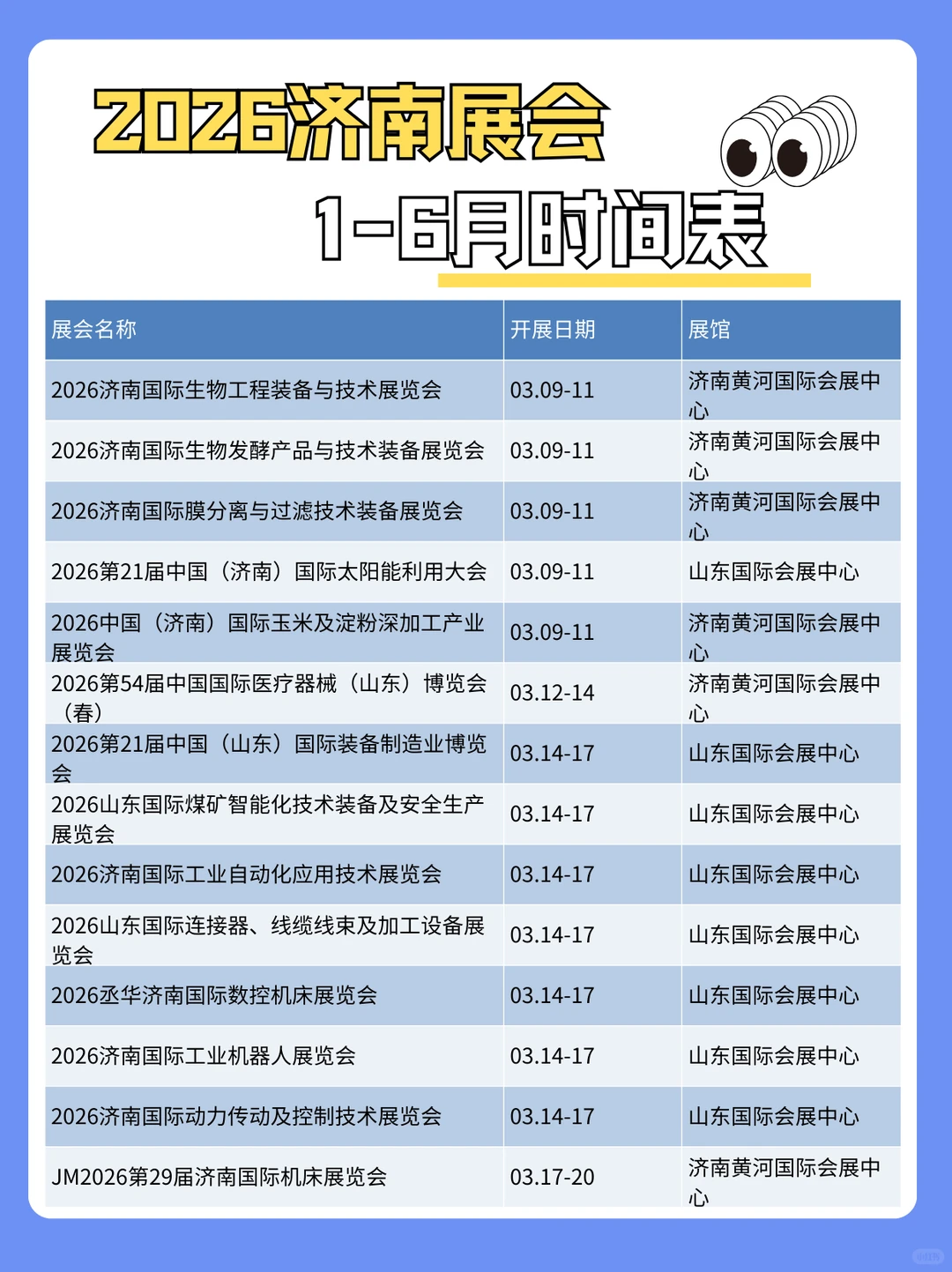 【上半年】济南展会2026最新时间表