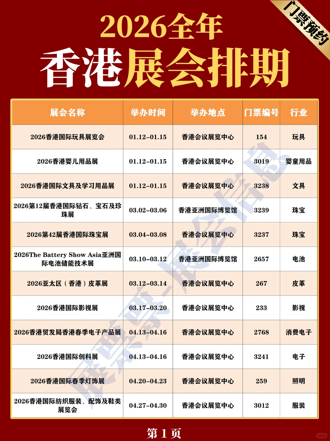最新❗2026香港展会排期一览表+门票