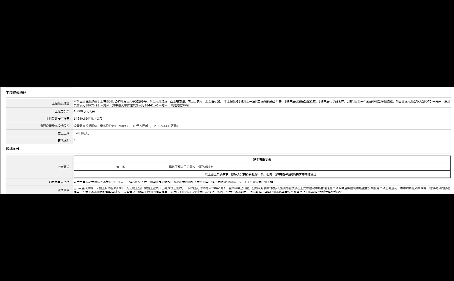 上海建设工程公开招标信息表