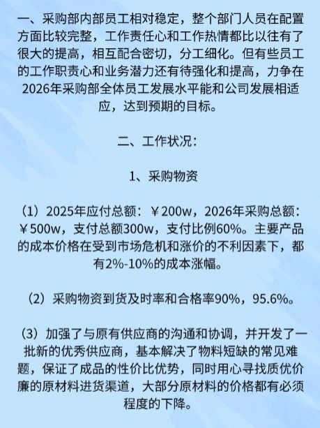 2025采购部年终成绩单