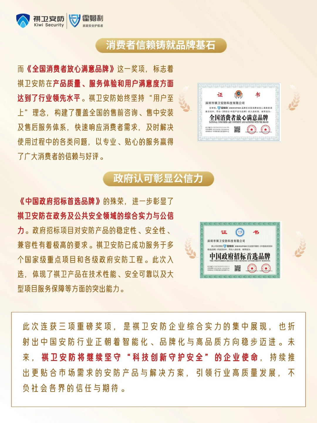 祺卫安防 | 一举斩获三项行业重磅奖项！