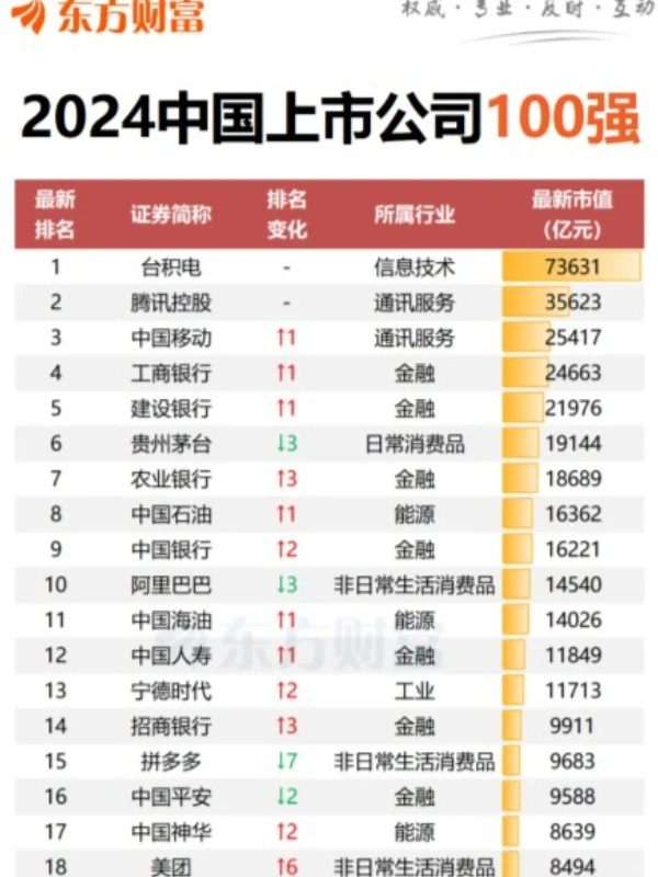 2024年中国上市公司100强