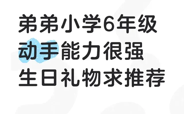 弟弟小学6年级，动手能力很强，求推荐一下生日礼物谢谢大家