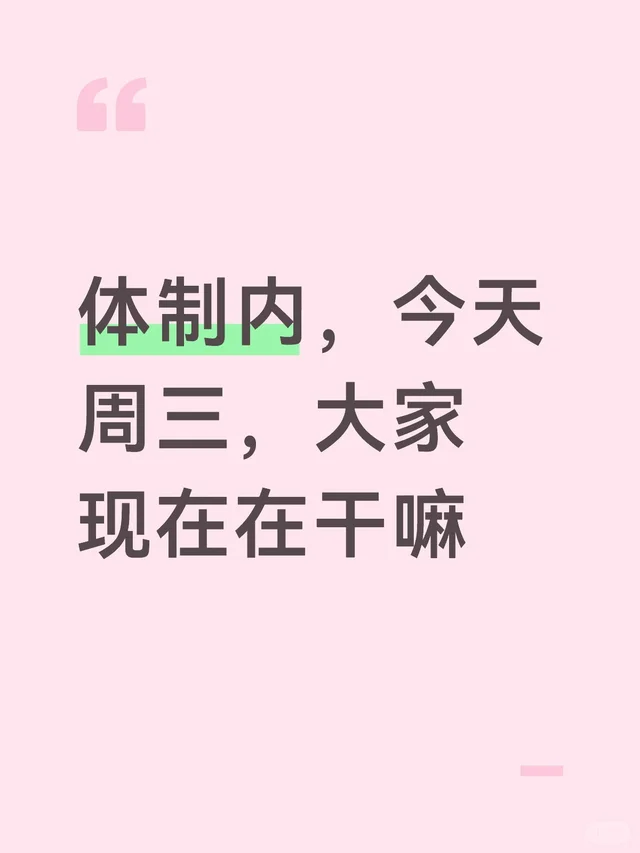 体制内，今天周三，大家现在在干嘛体制内
