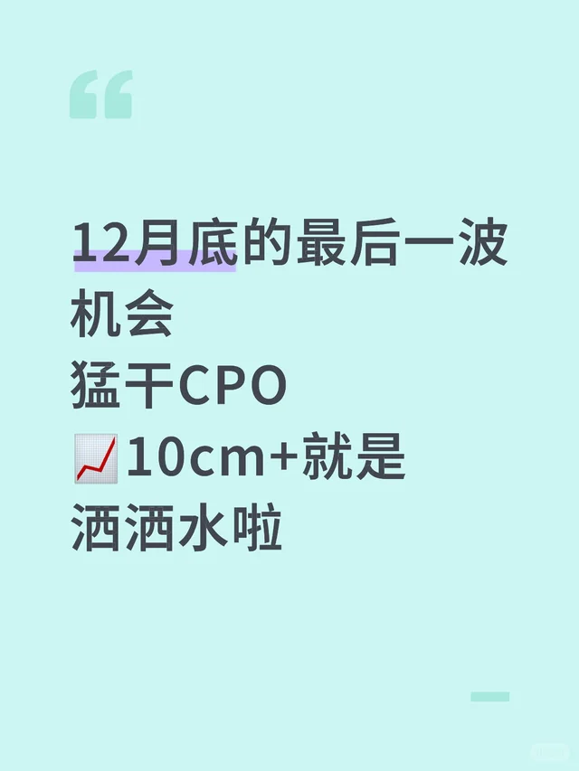 12月底的最后一波机会