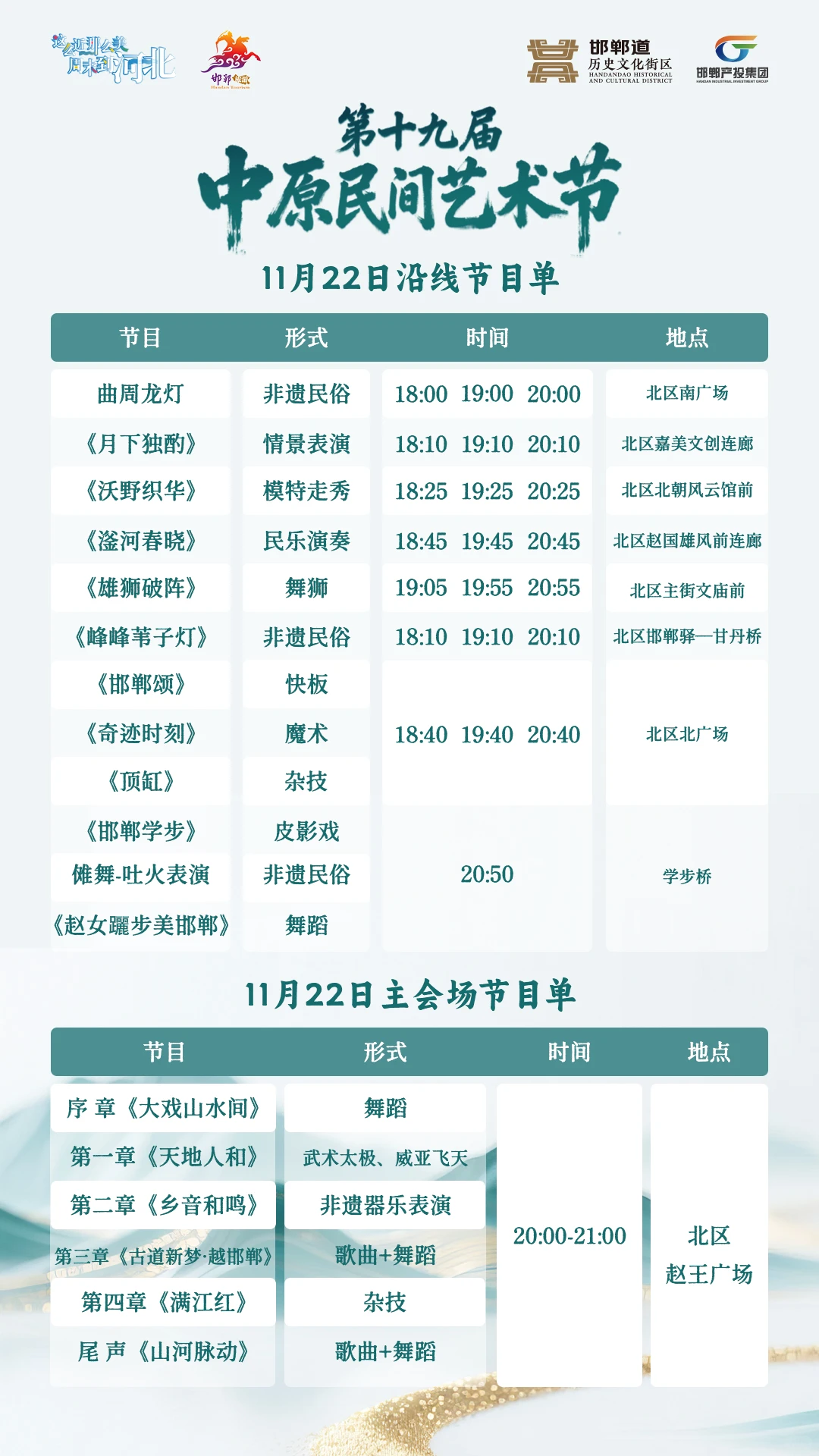 邯郸道第十九届中原民间艺术节节目单