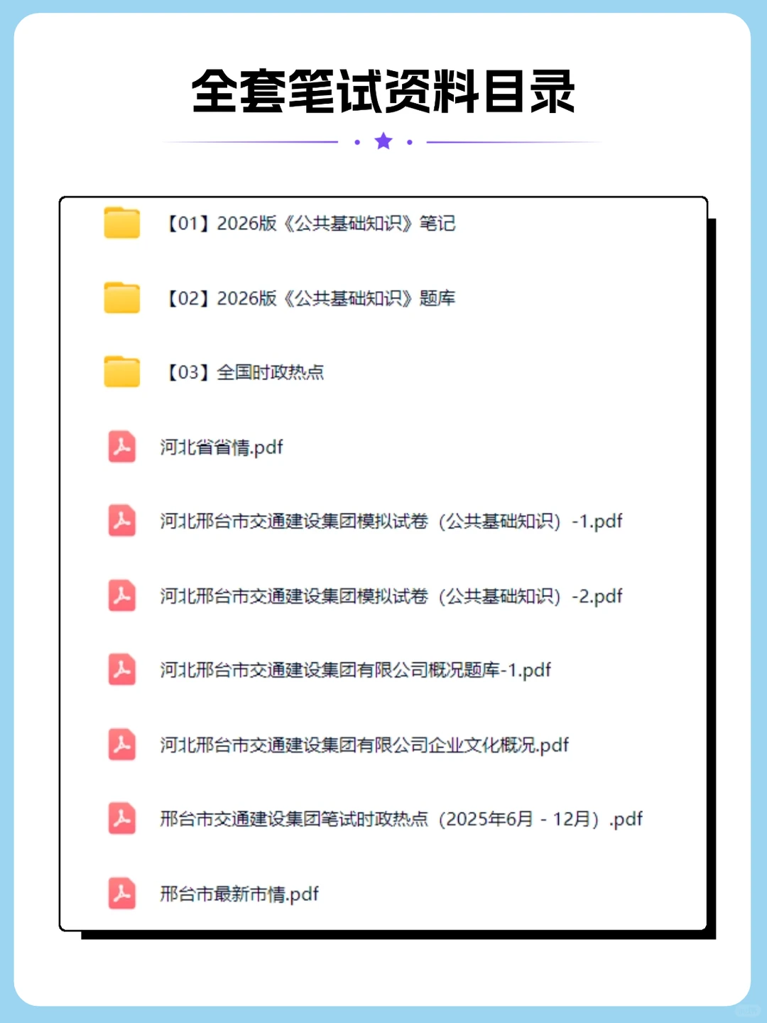 邢台交通建设集团笔试，别裸考，刷三遍稳稳