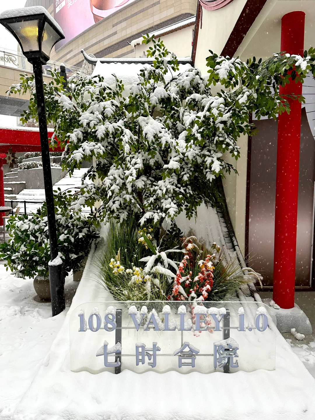 雪中的石家庄万象城美爆了！