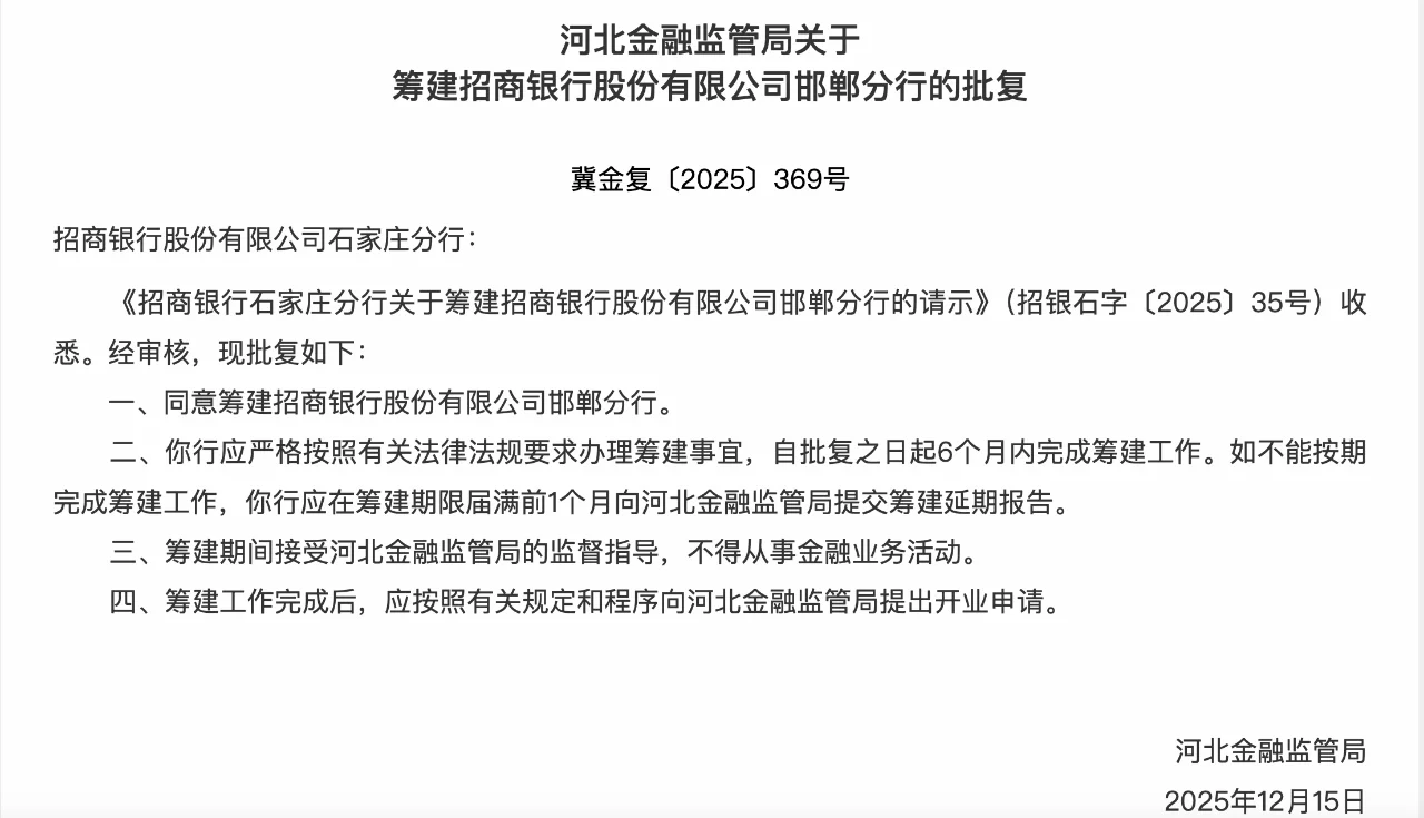 招商银行邯郸分行要来了！