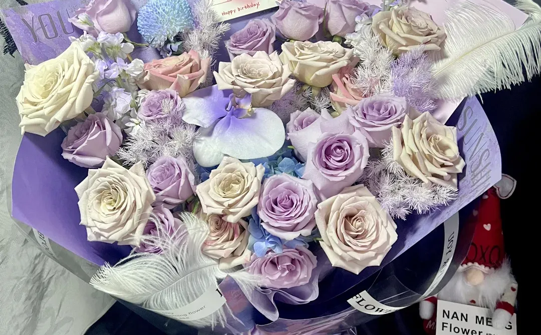 邢台花店，紫色系生日花束