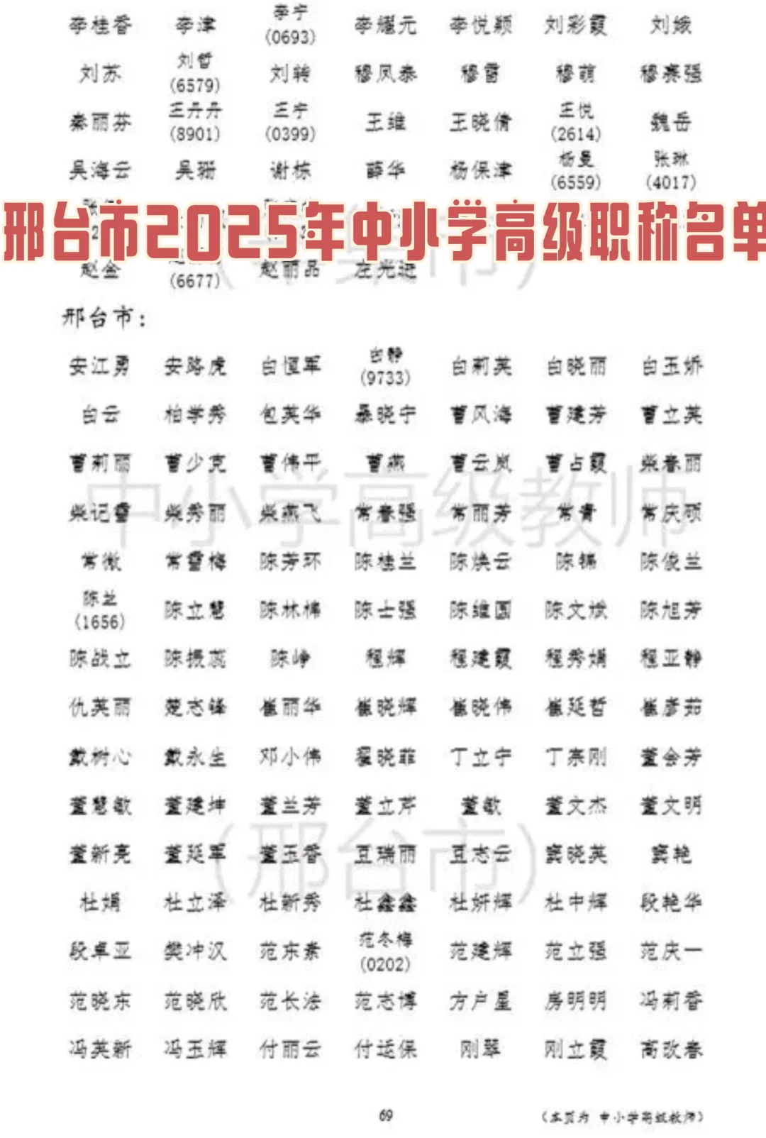 邢台市中小学高级职称