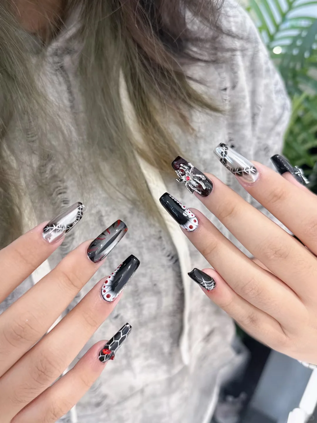 赣州美甲|酷飒黑暗风美甲、